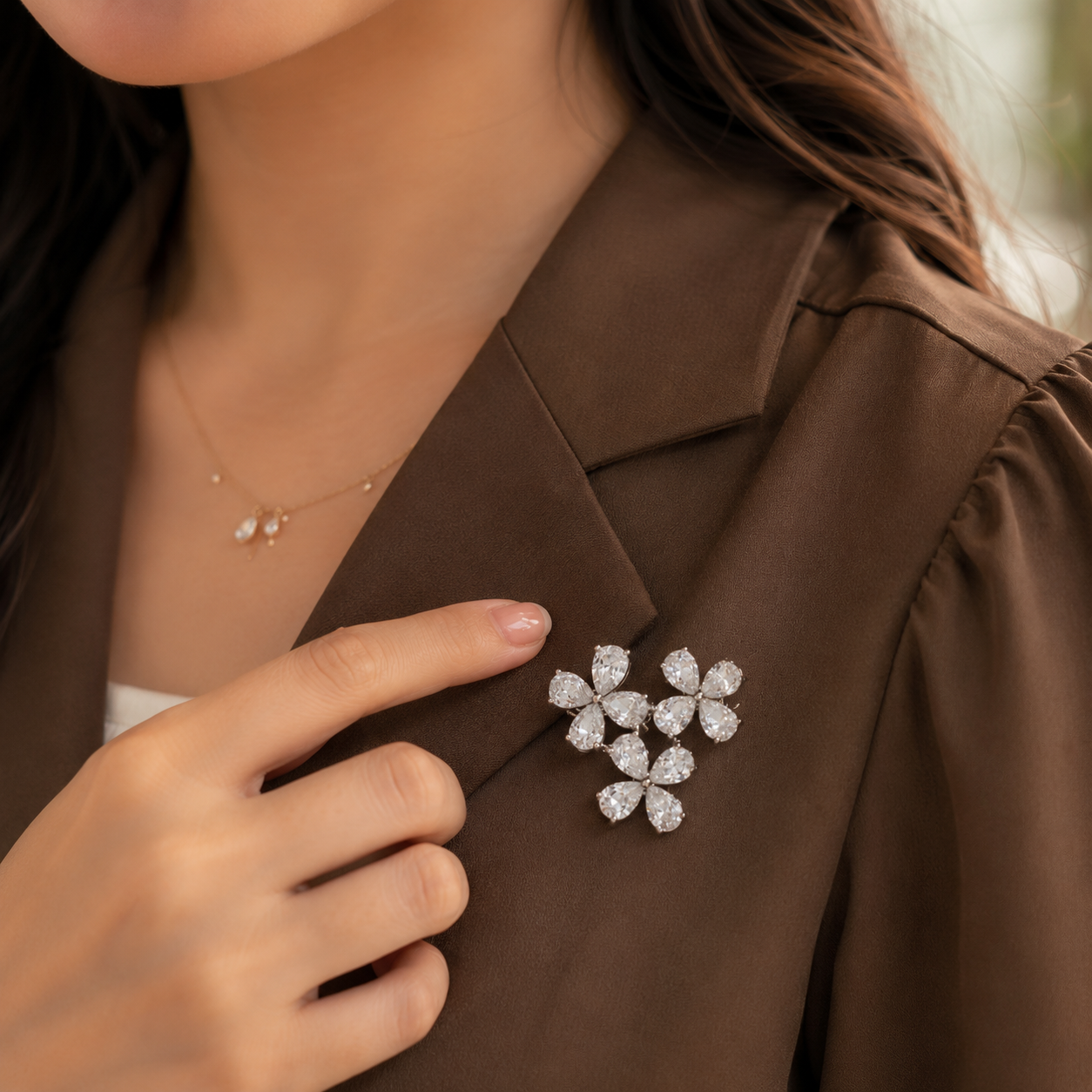 Crystal Blossom Cluster Brooch