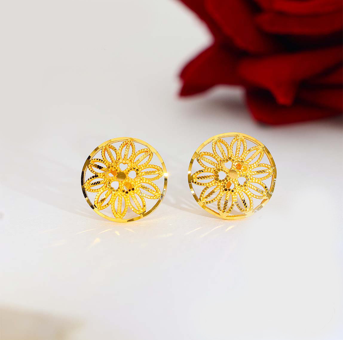 Bloom Circle Gold Earrings - Image 3