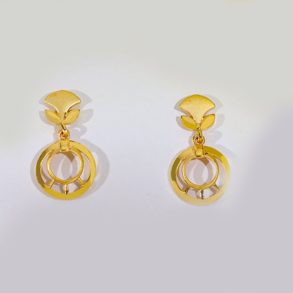 Golden Circle Drop Gold Earring