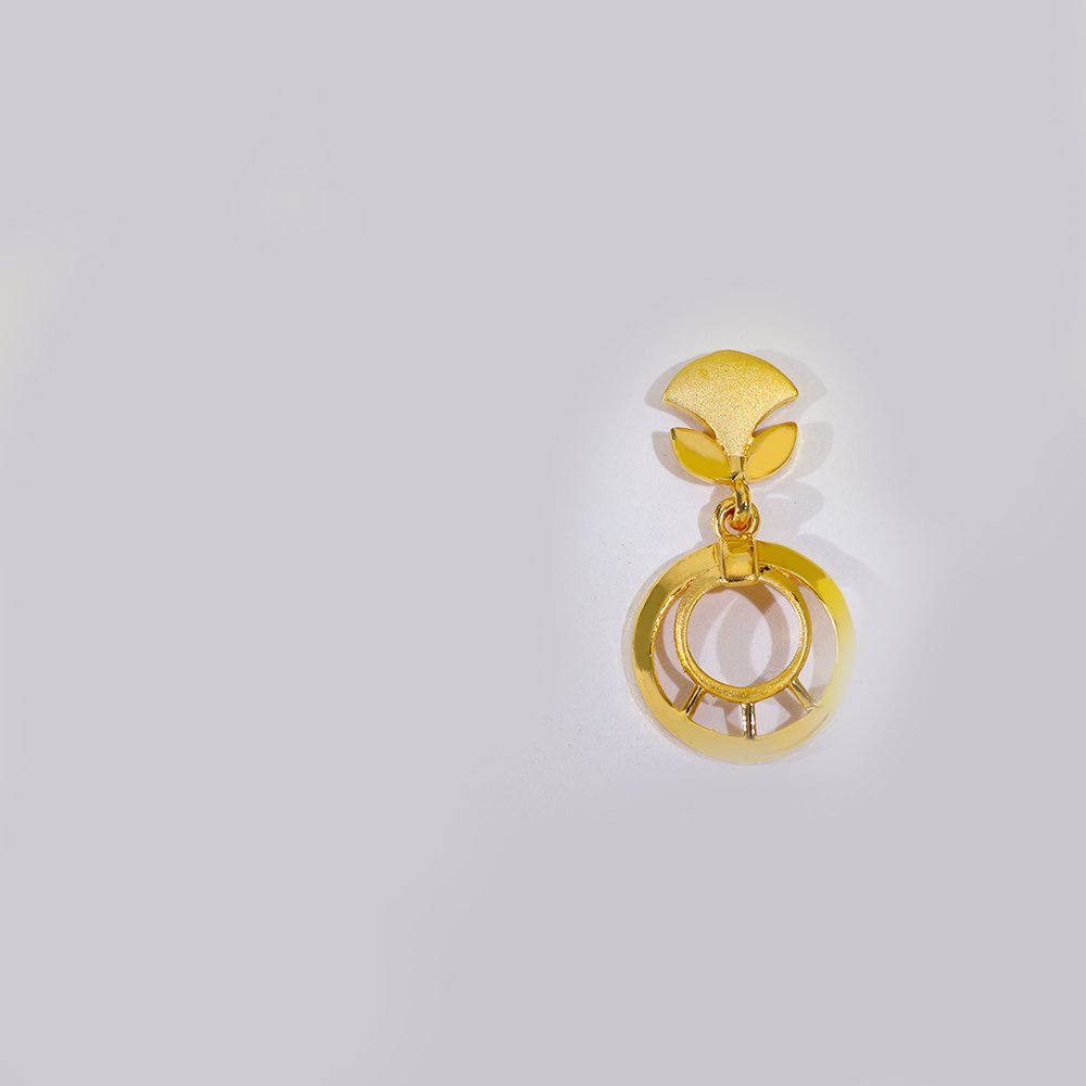 Golden Circle Drop Gold Earring - Image 2