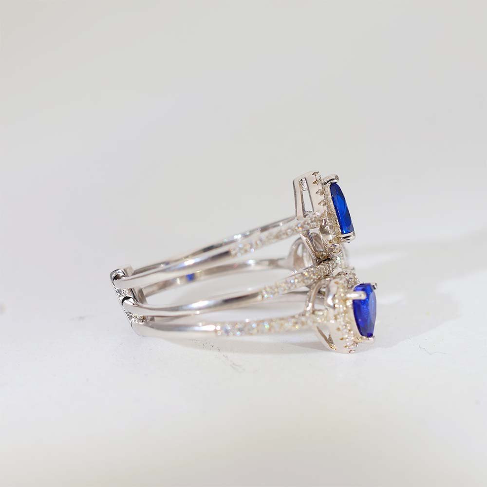Sapphire Trio Diamond Ring - Image 3