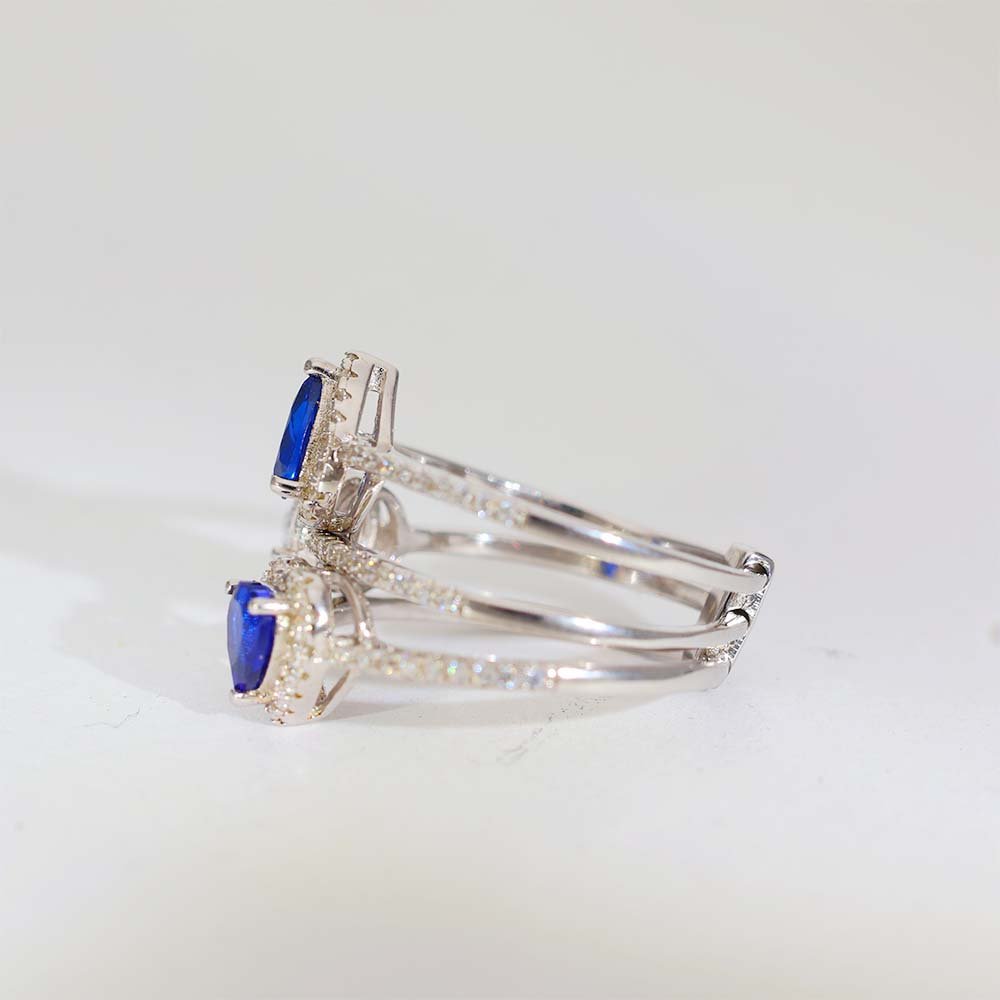 Sapphire Trio Diamond Ring - Image 4