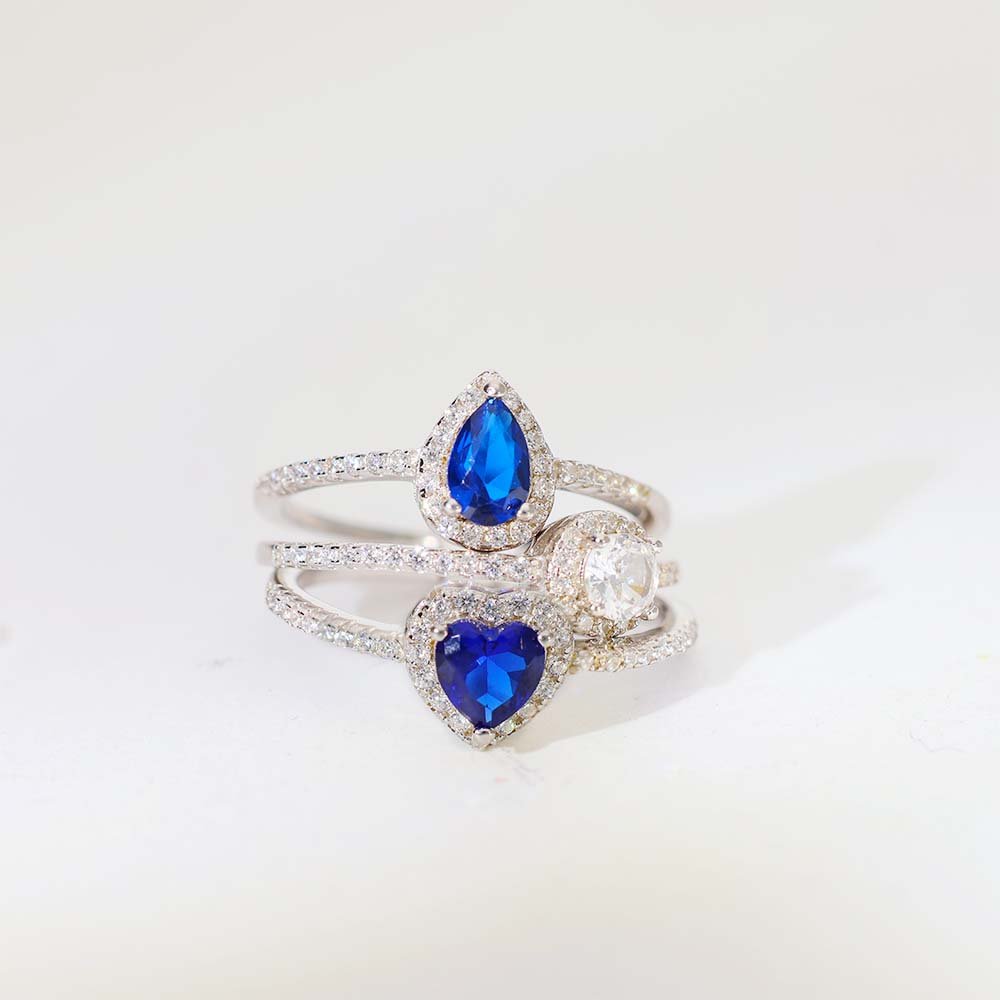 Sapphire Trio Diamond Ring - Image 2