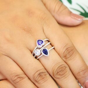 Sapphire Trio Diamond Ring