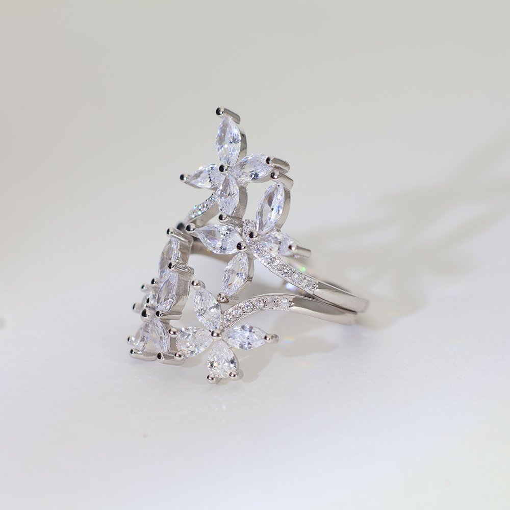 Floral Wrap Ladies Ring Two in One - Image 5