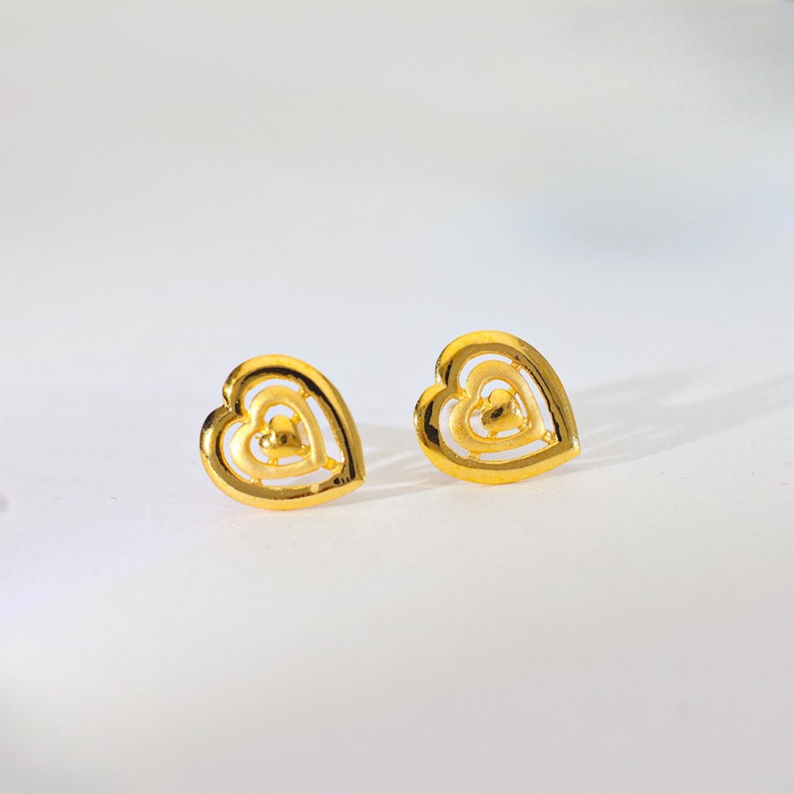 Golden Heart Gold Earrings