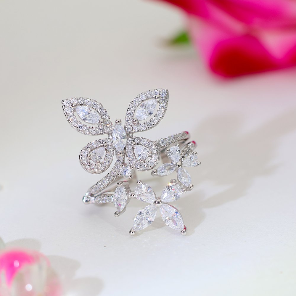 Floral Wrap Ladies Ring Two in One