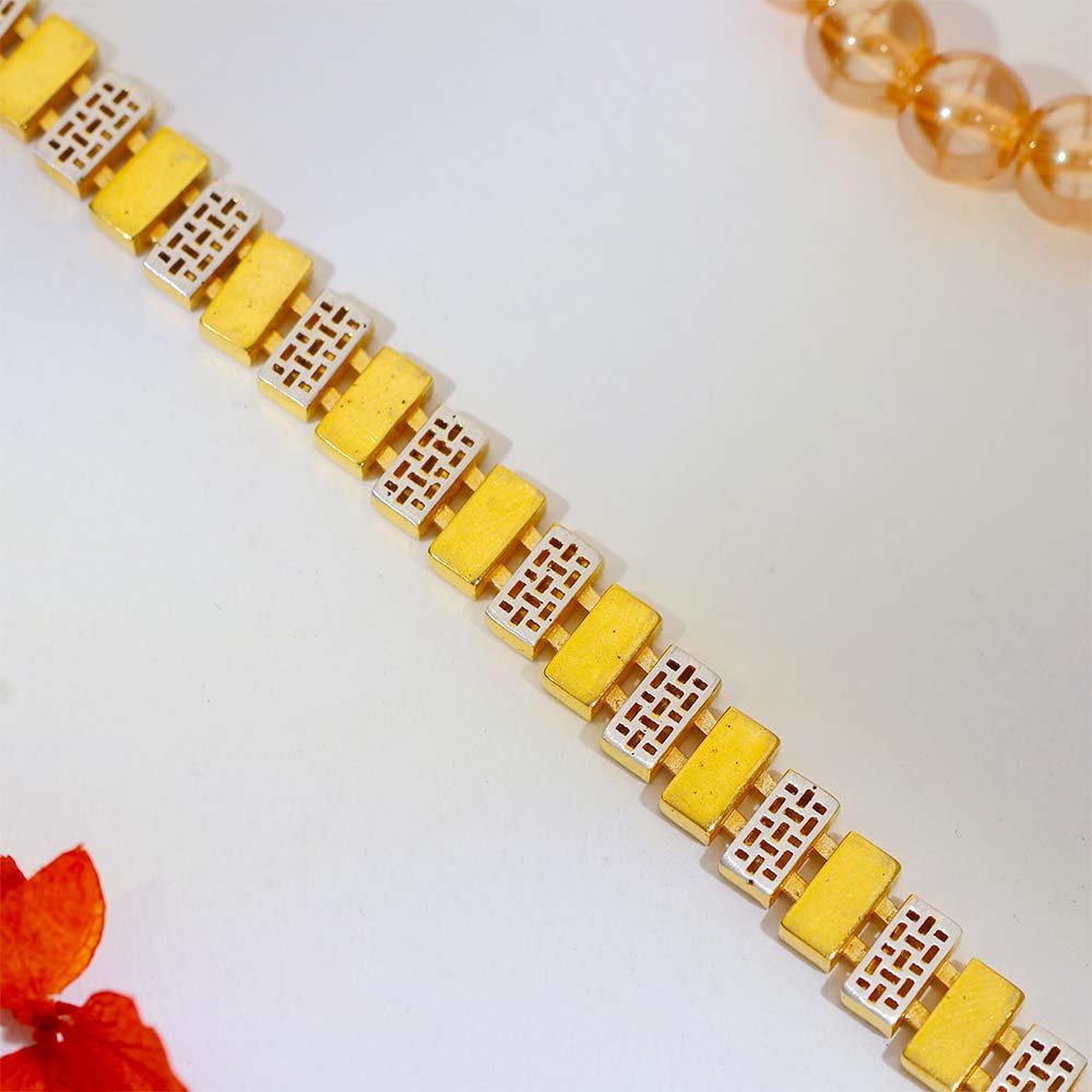 Dual Tone Grid Gents Bracelet