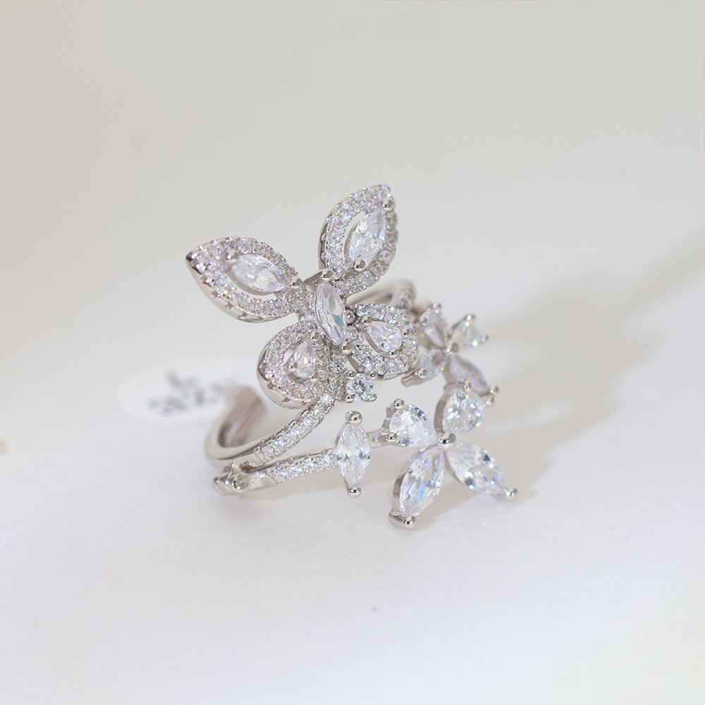 Floral Wrap Ladies Ring Two in One - Image 3