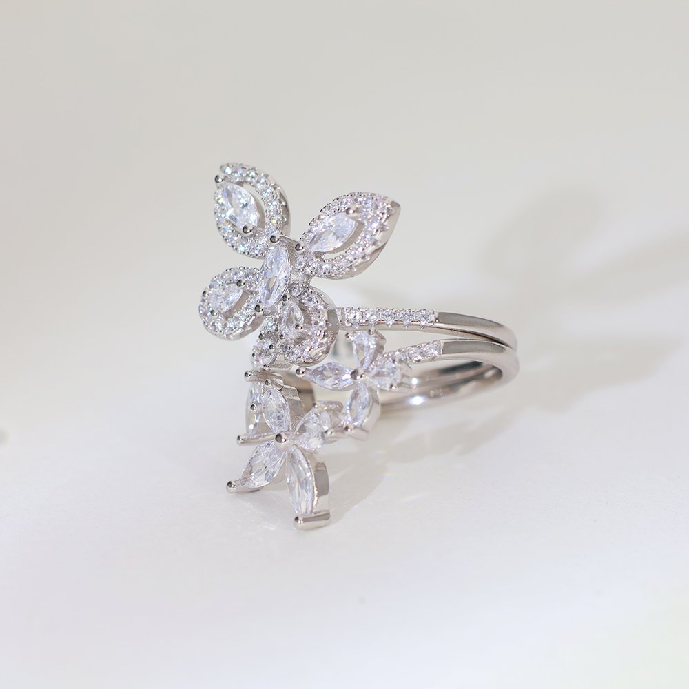 Floral Wrap Ladies Ring Two in One - Image 4