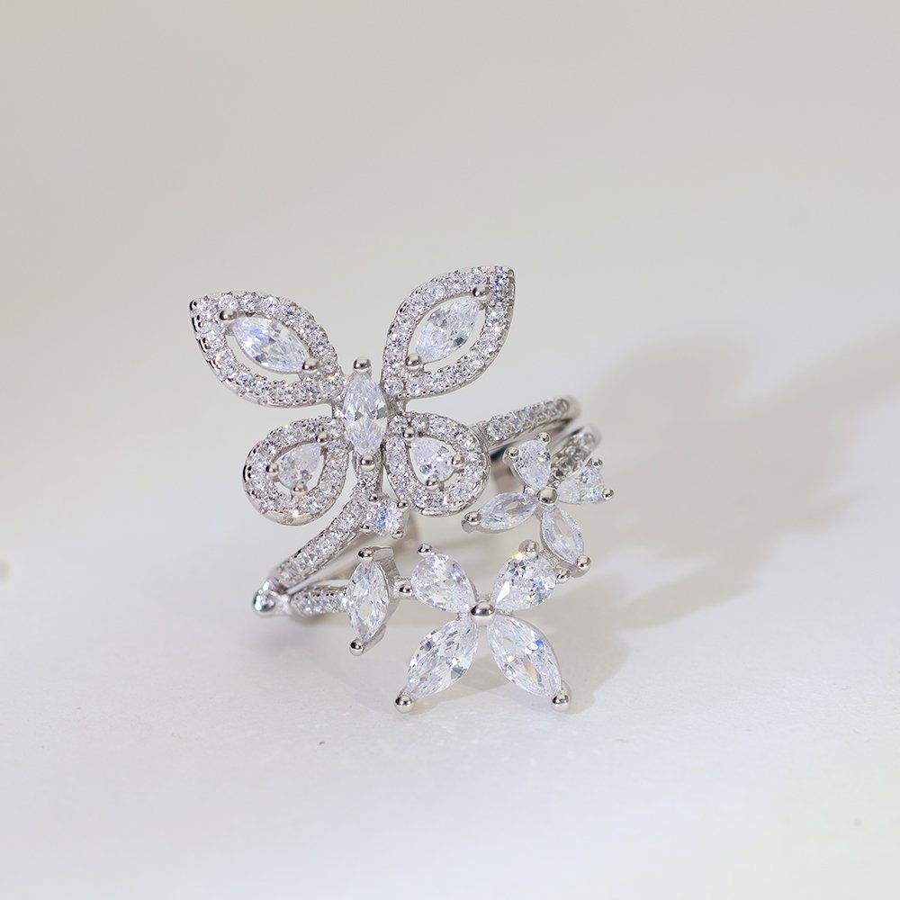 Floral Wrap Ladies Ring Two in One - Image 2