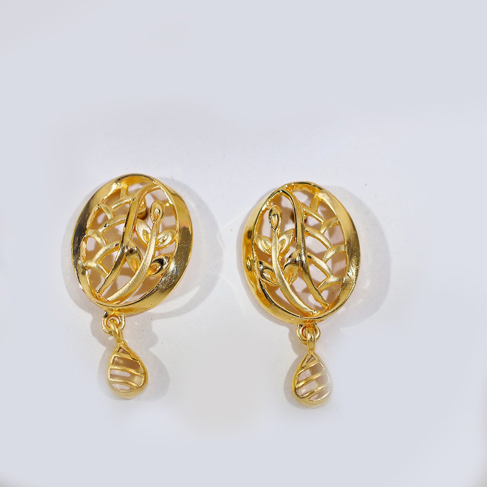 Golden Leaf Drop Gold Earring