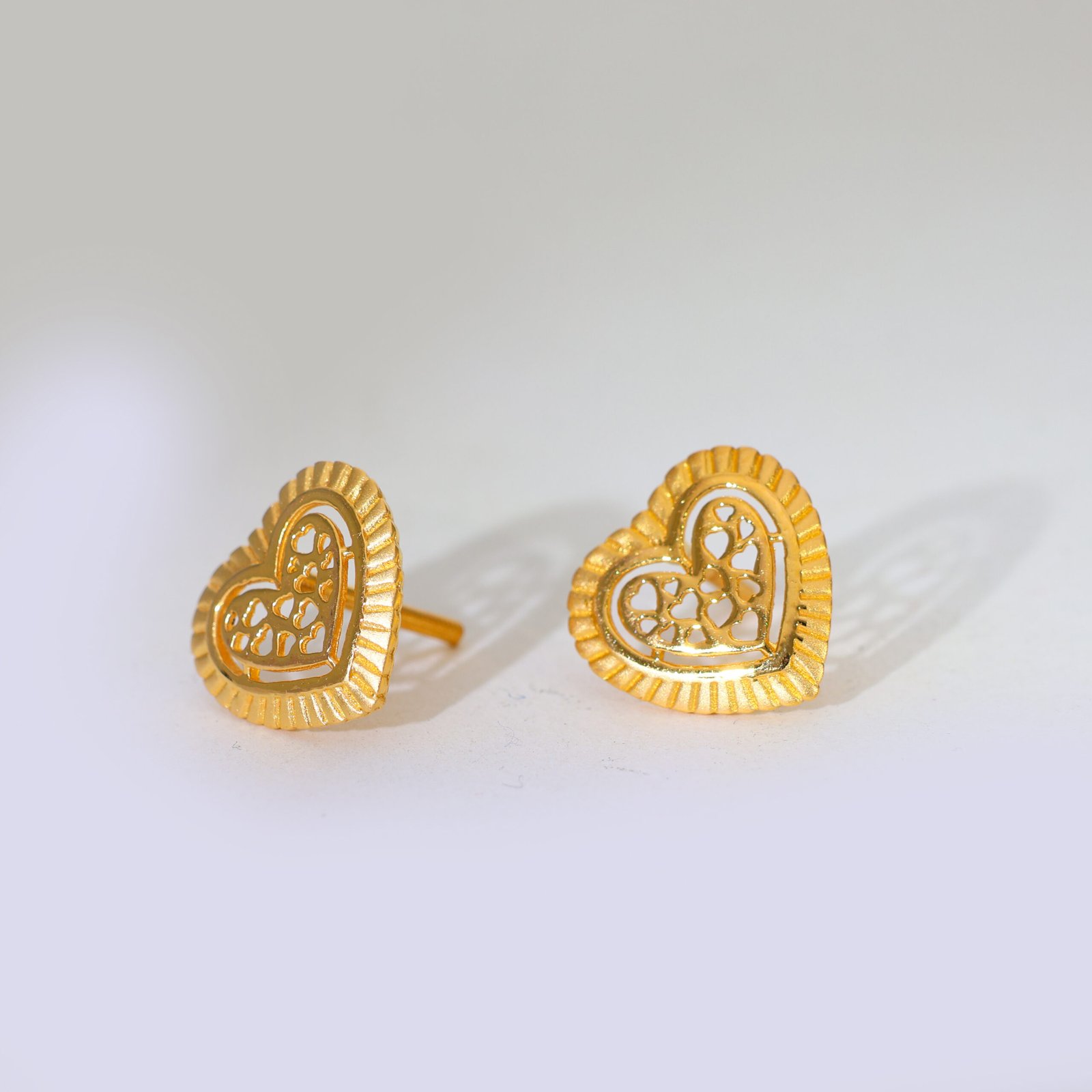 Sweet Heart Gold Earrings - Image 3
