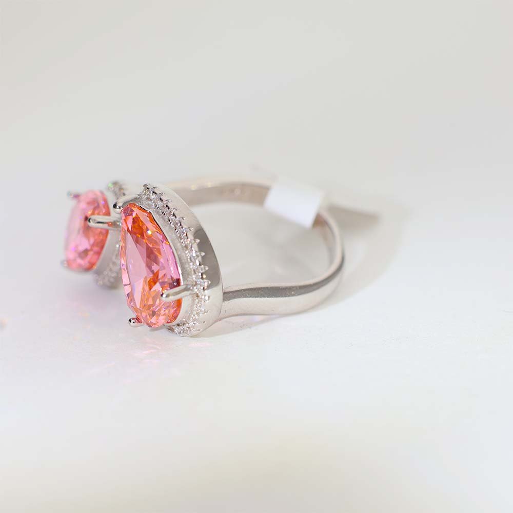 Pink Twin Drop Diamond Ring - Image 4