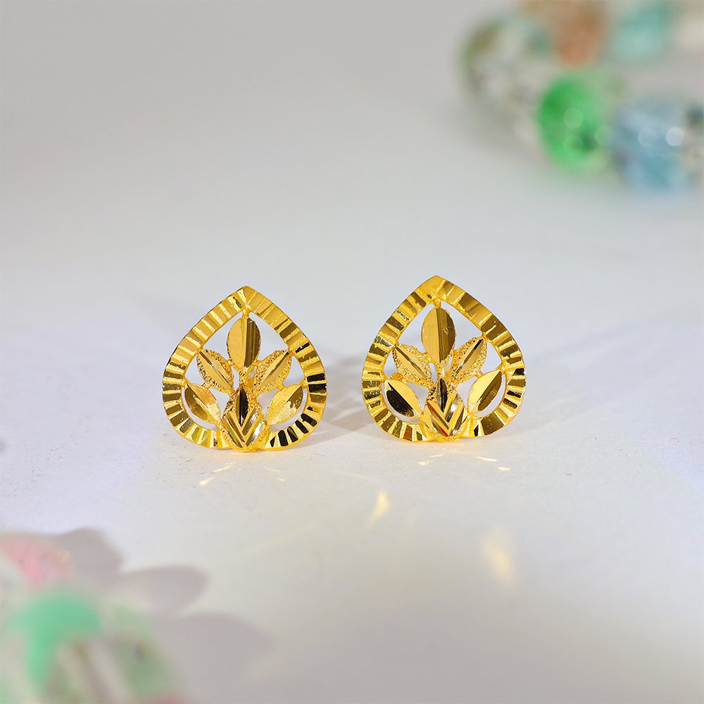 Leaf Glow Gold Ladies Earrings - Image 3