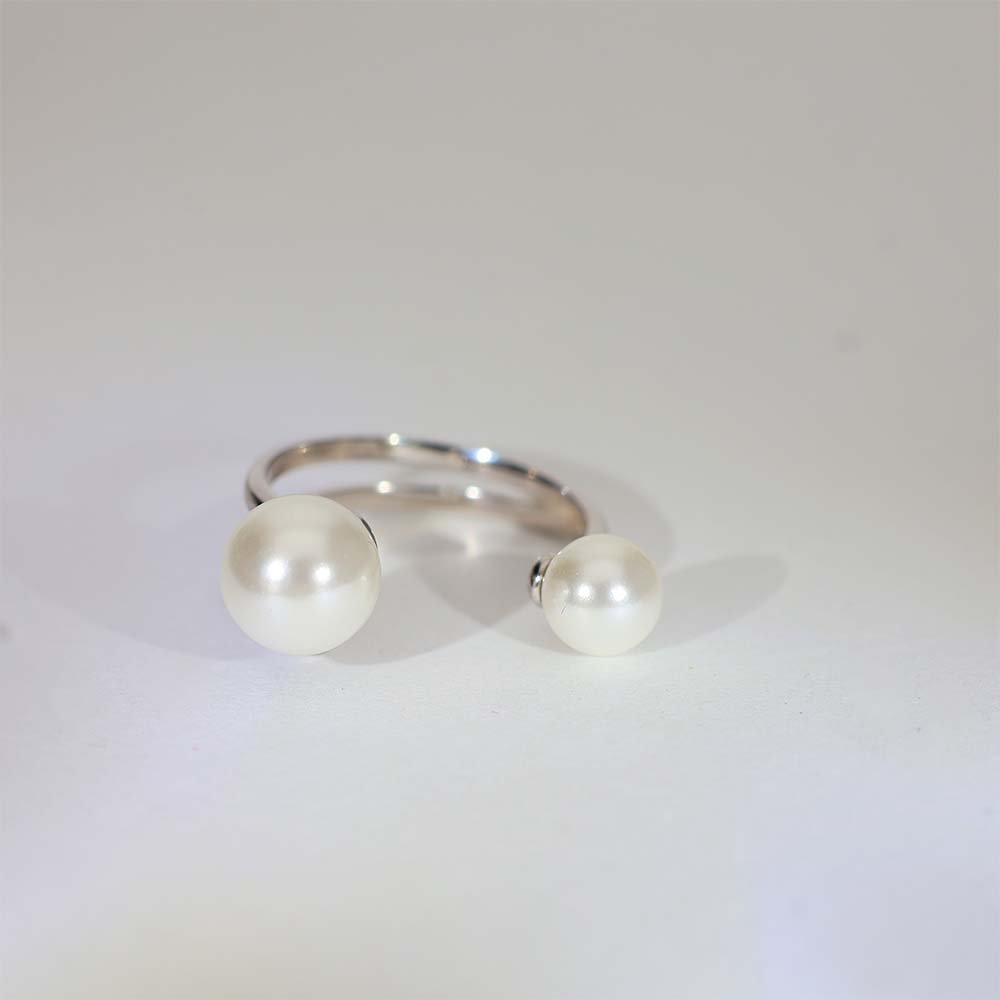 Twin Pearl Diamond Cocktail Ring - Image 2