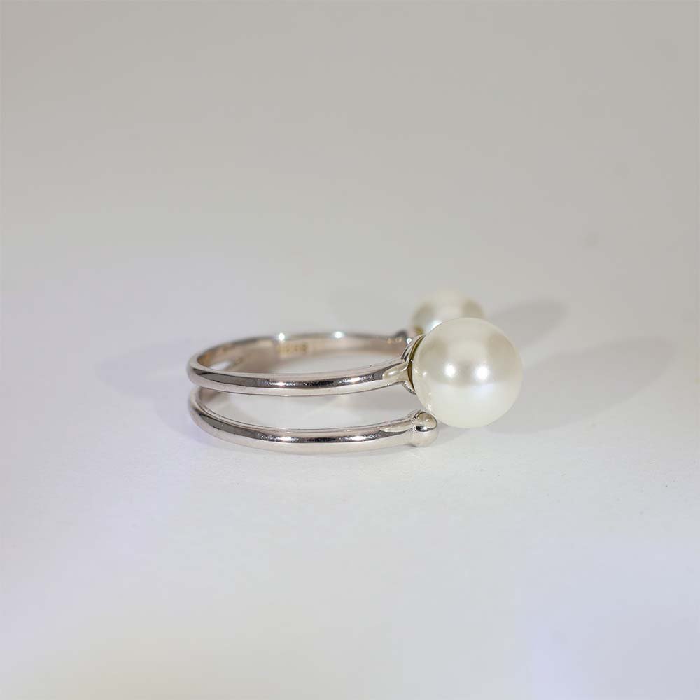 Twin Pearl Diamond Cocktail Ring - Image 3
