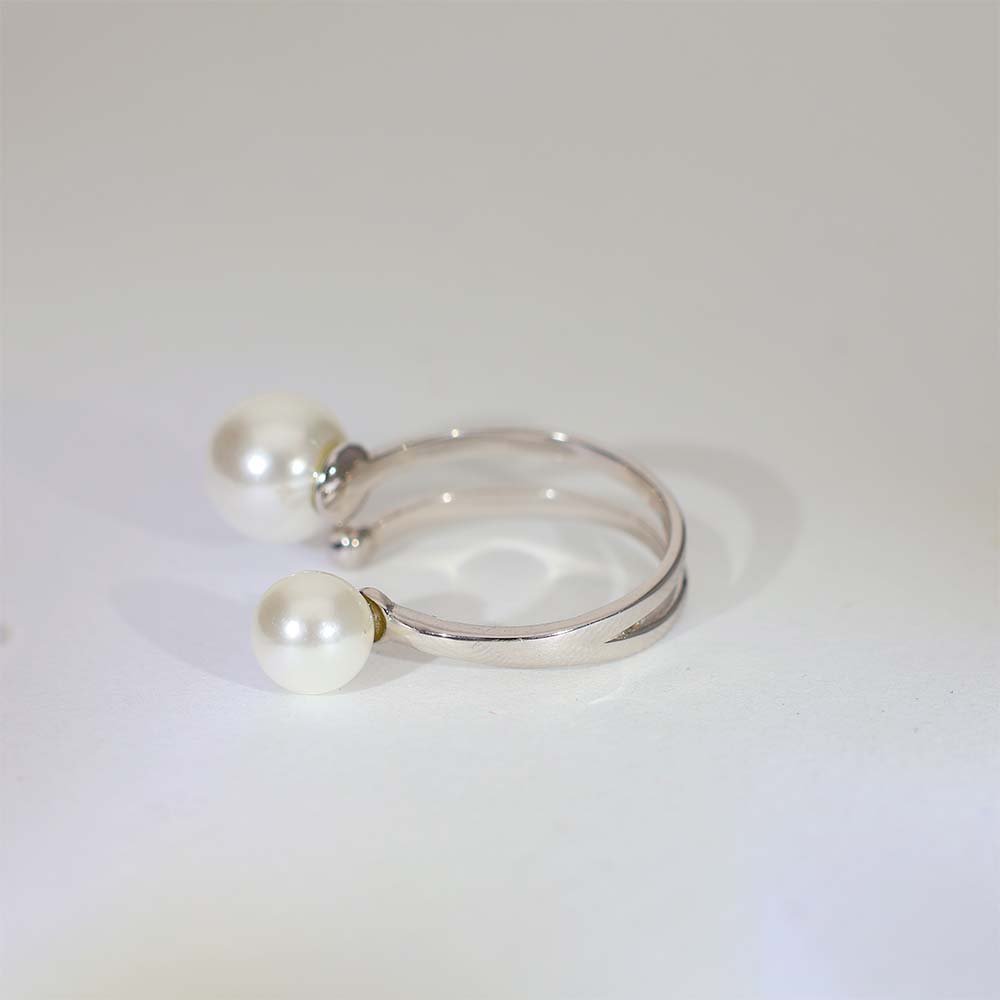 Twin Pearl Diamond Cocktail Ring - Image 4