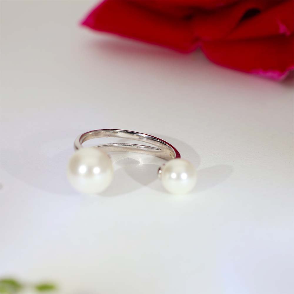 Twin Pearl Diamond Cocktail Ring