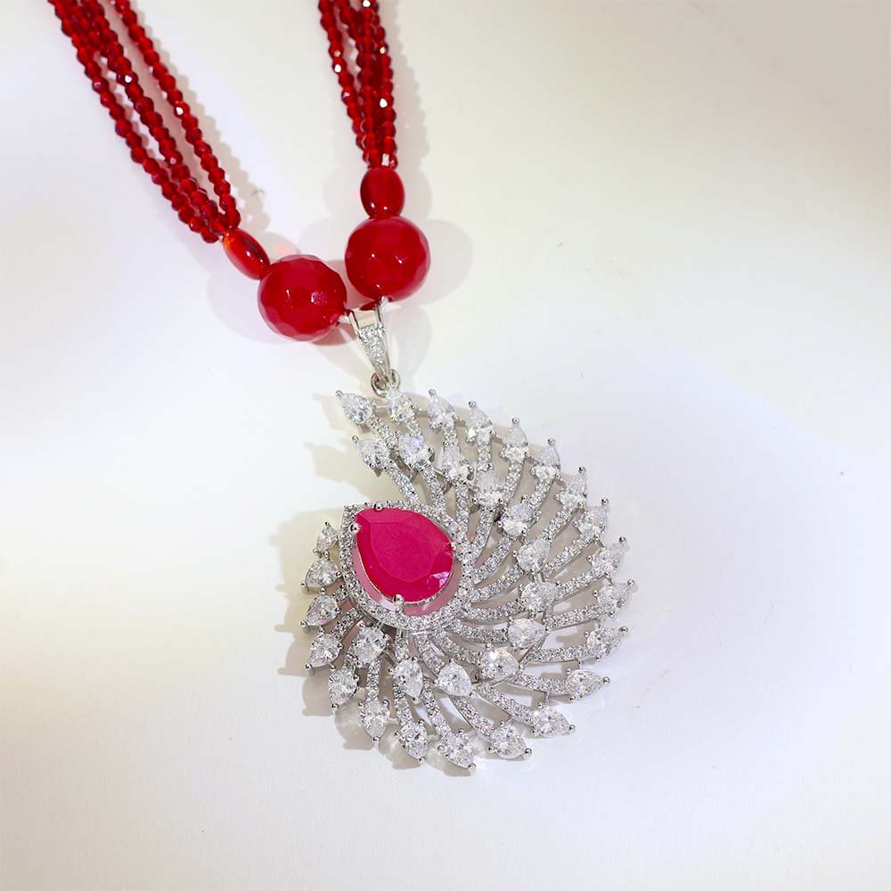 Ruby Feather Pendant Set - Image 3