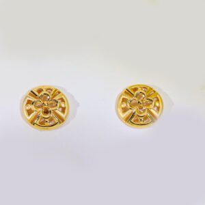 Four Petal Circle Gold Earring