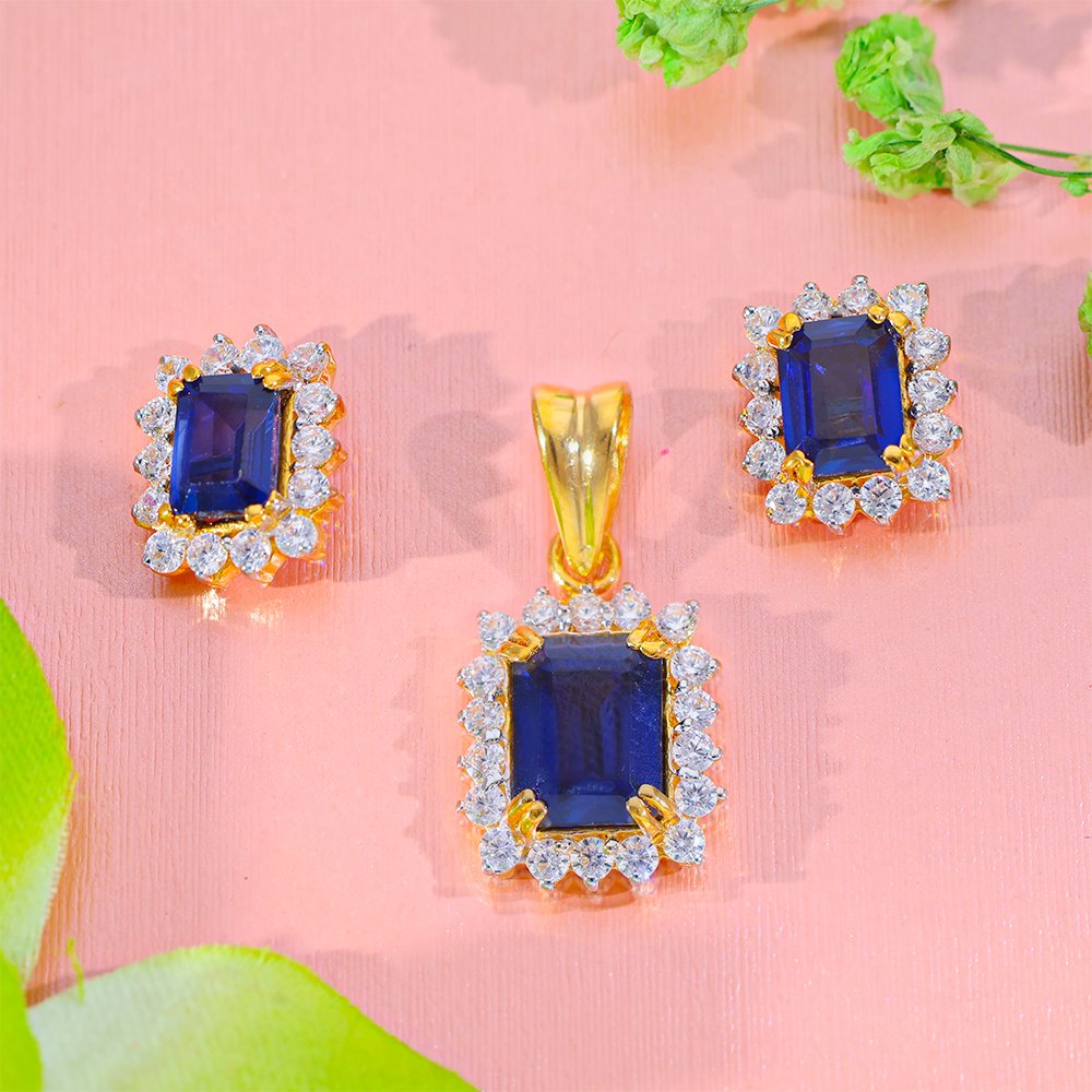 Royal Sapphire Gold Pendent Set