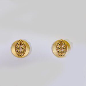 Golden Pearl Grid Gold Earring