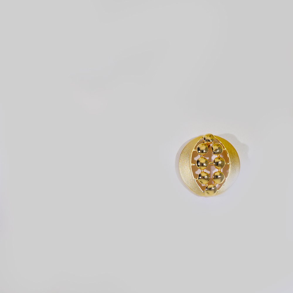 Golden Pearl Grid Gold Earring - Image 2