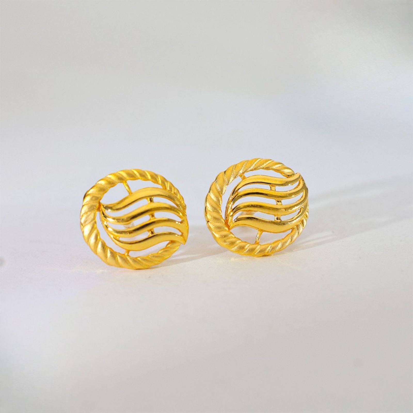 Golden Wave Gold Earrings