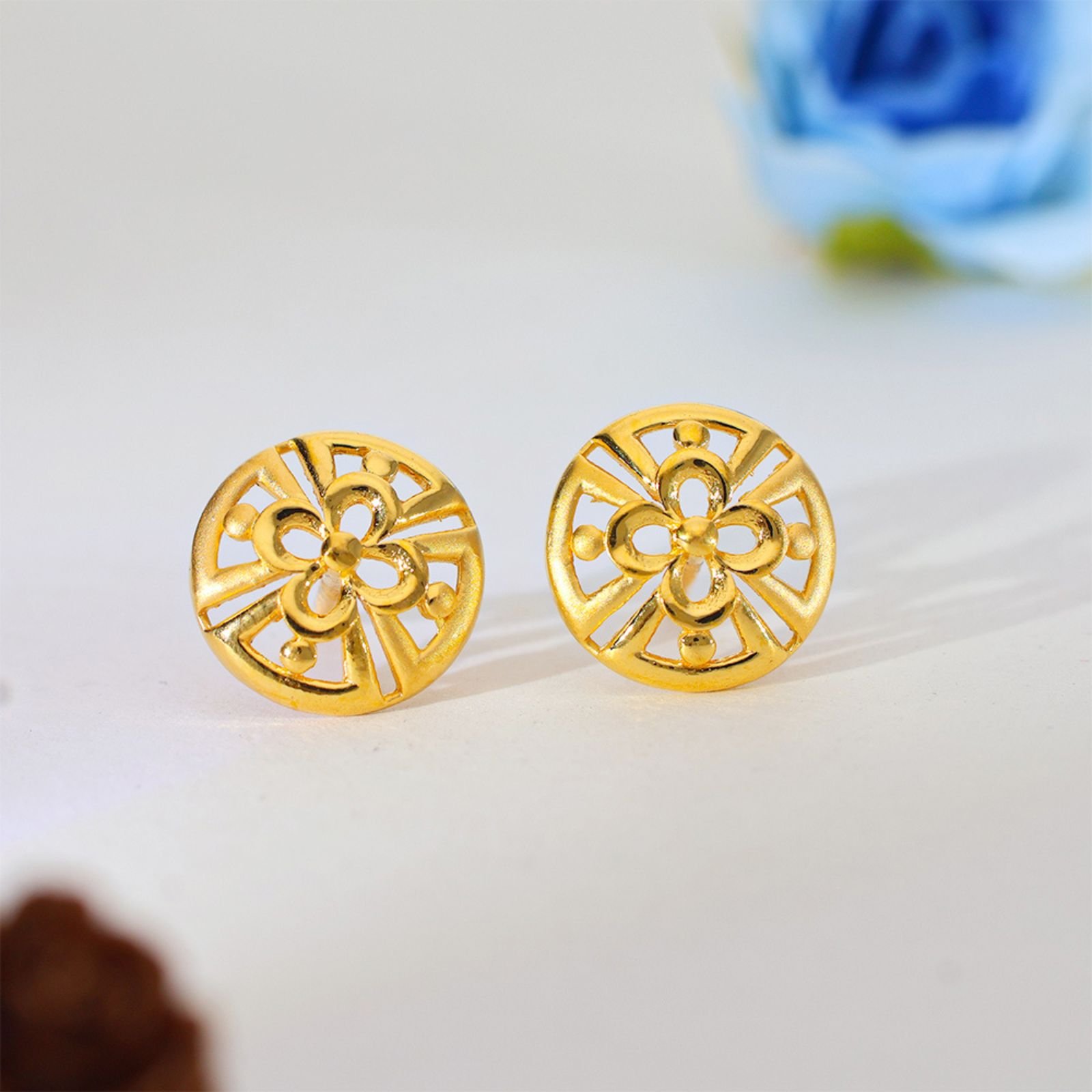 Golden Blossom Gold Earrings - Image 3