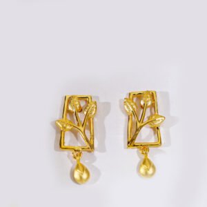 Golden Leaf Drop Gold Earring