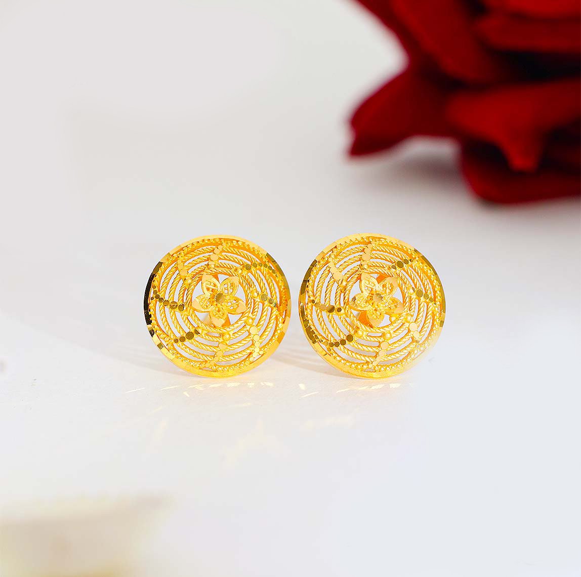 Golden Spiral Bloom Gold Earrings - Image 3
