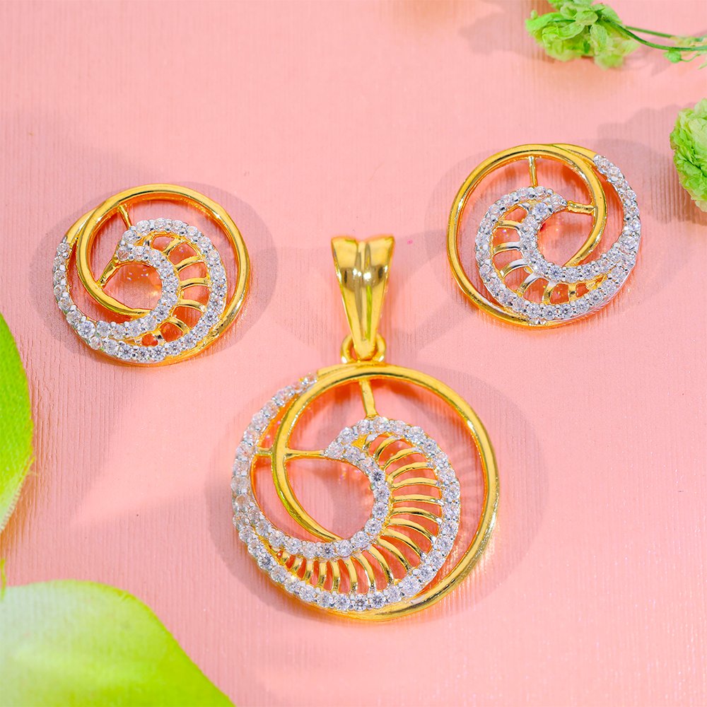 Celestial Spiral Gold Pendent Set