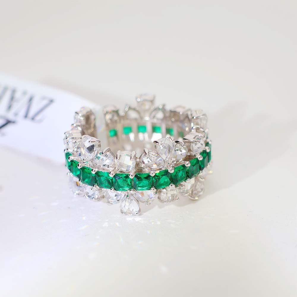 Green Royal Band Diamond Cocktail Ring - Image 2