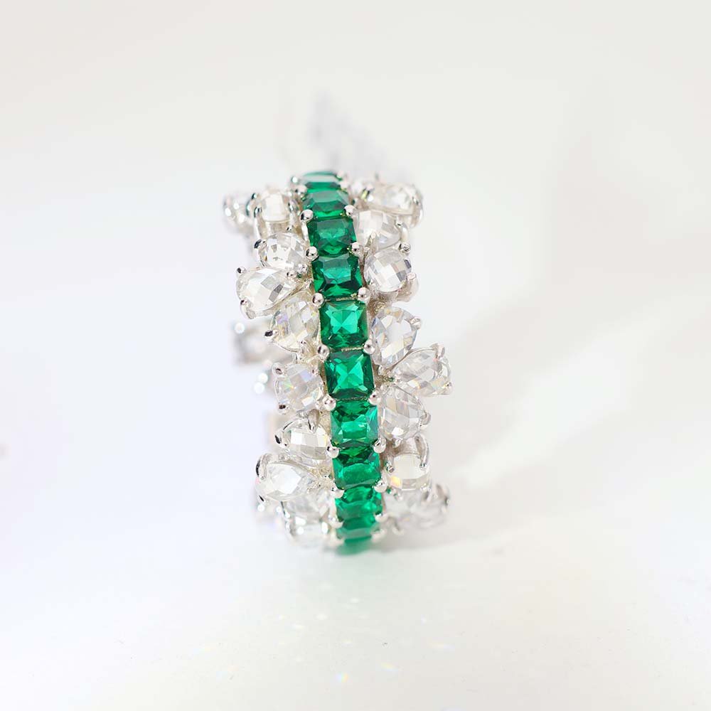 Green Royal Band Diamond Cocktail Ring - Image 5
