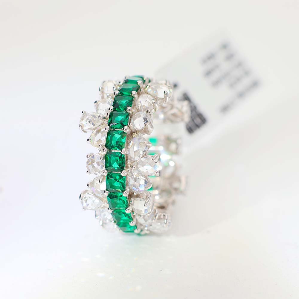 Green Royal Band Diamond Cocktail Ring - Image 4