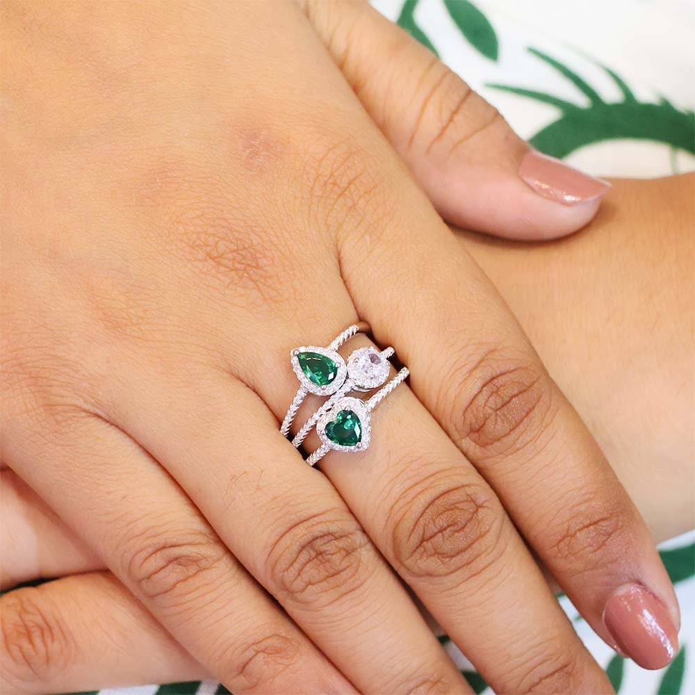 Emerald Trio Diamond Ring