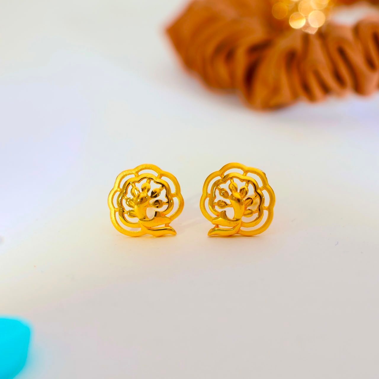 Peacock Grace Gold Ladies Earrings - Image 3