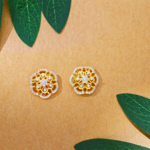 Royal Blossom Diamond Gold Stud Earrings