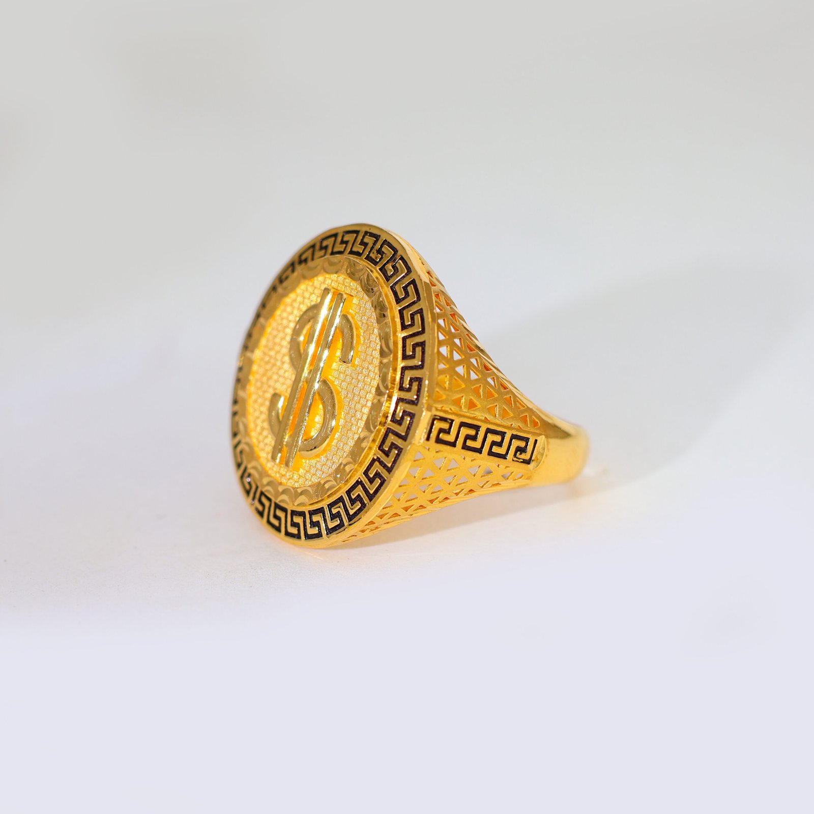 Fortune Mark Gold Gents Ring - Image 2