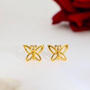 Golden Flutter Butterfly Stud Earrings
