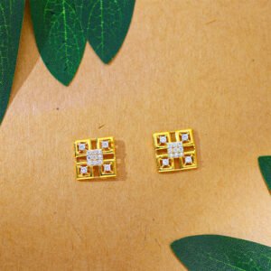 Floral Radiance Gold Stud Earrings