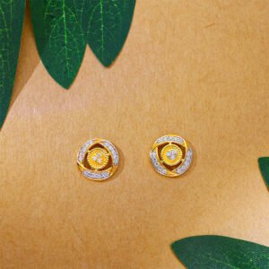 Radiant Halo Bloom Gold Stud Earrings