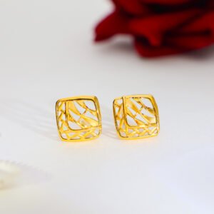 Golden Mosaic Square Stud Earrings