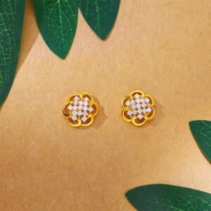 Golden Petal Sparkle Stud Earrings