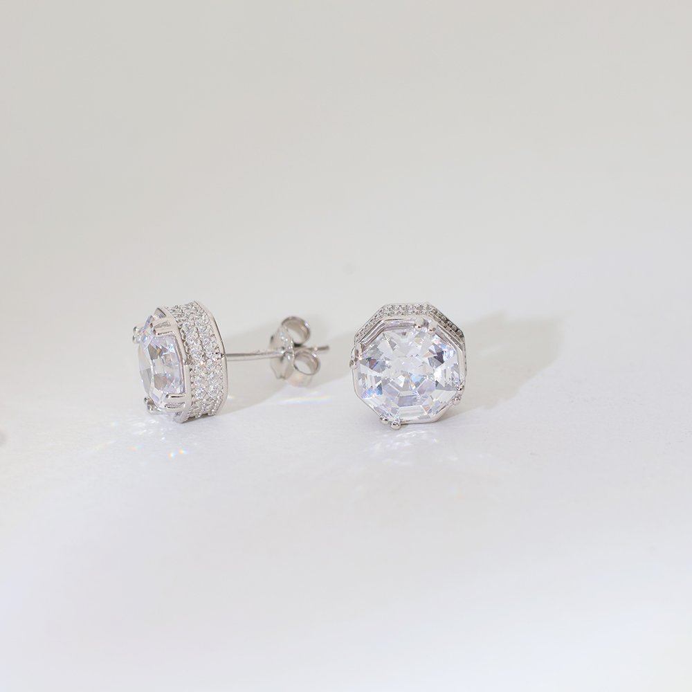 Crystal Edge Silver Men Stud - Image 3