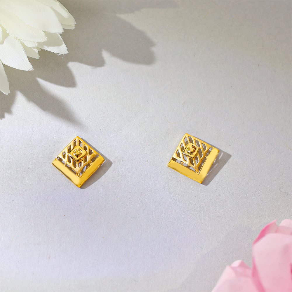 Golden Rose Petal Stud Earrings