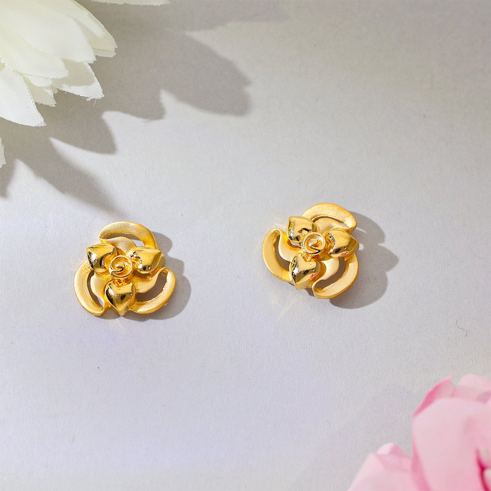 Golden Leaf Harmony Stud Earrings
