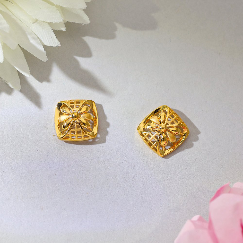 Golden Geometry Stud Earrings