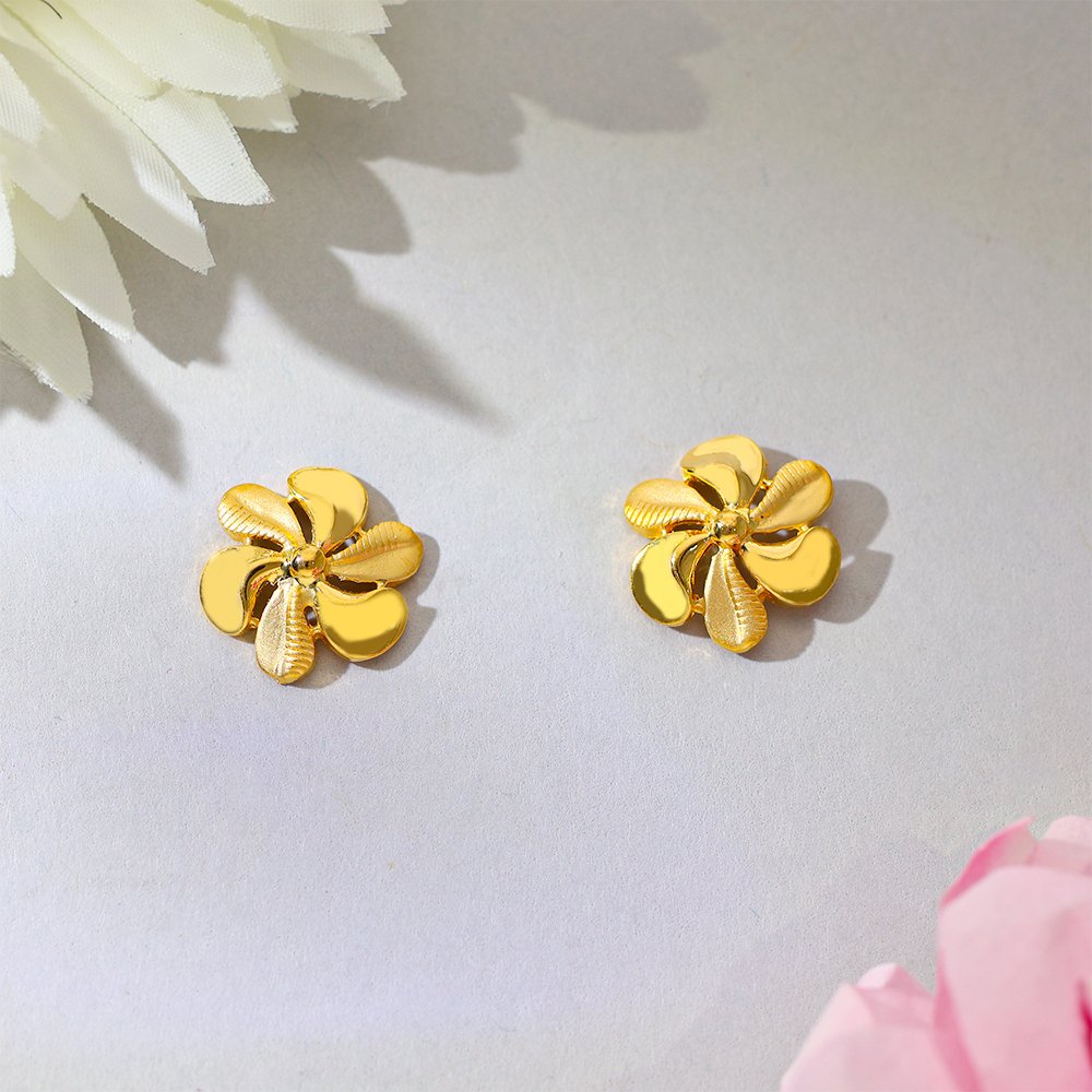 Modern Aura Gold Stud Earrings
